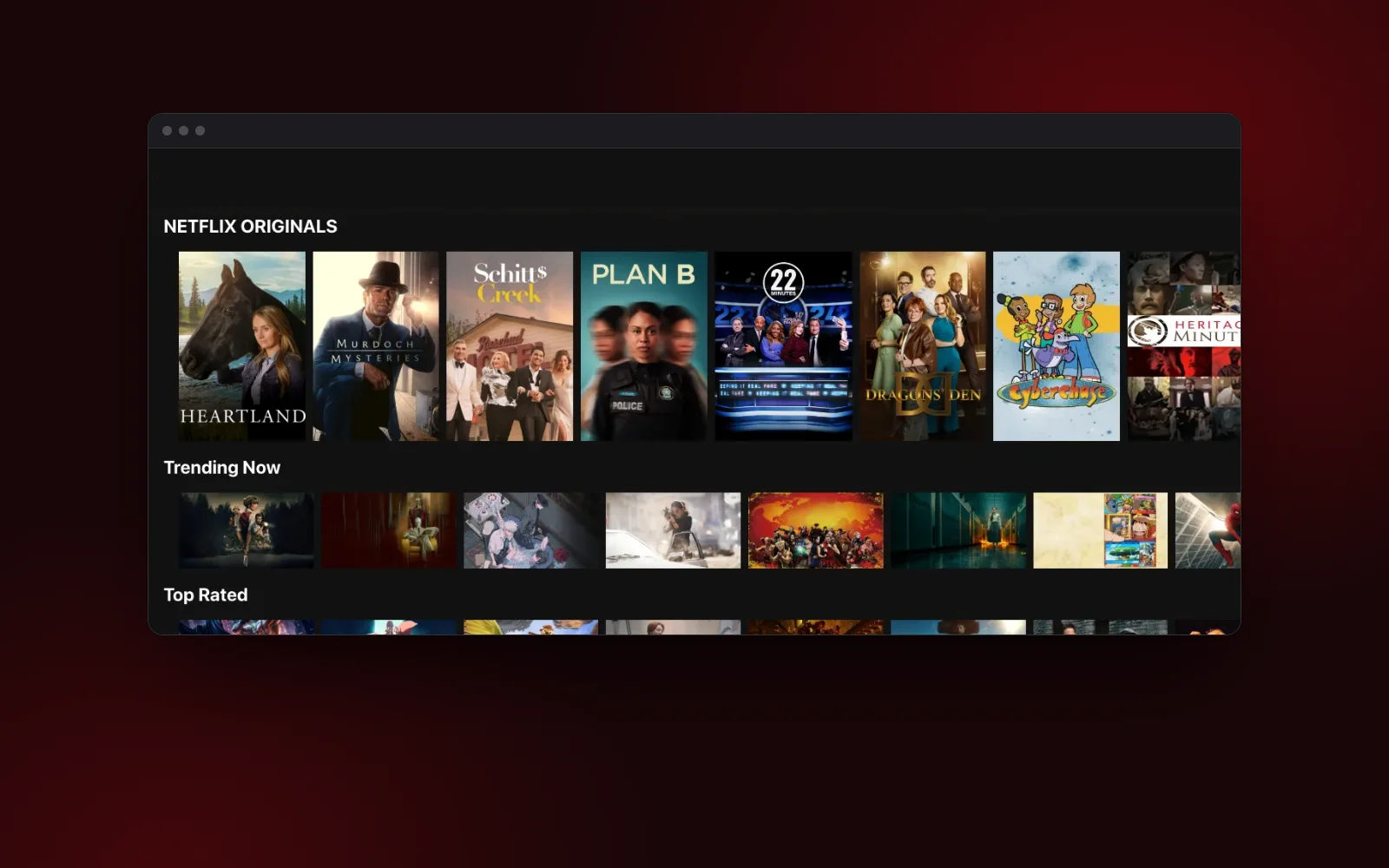 Netflix clone content rows