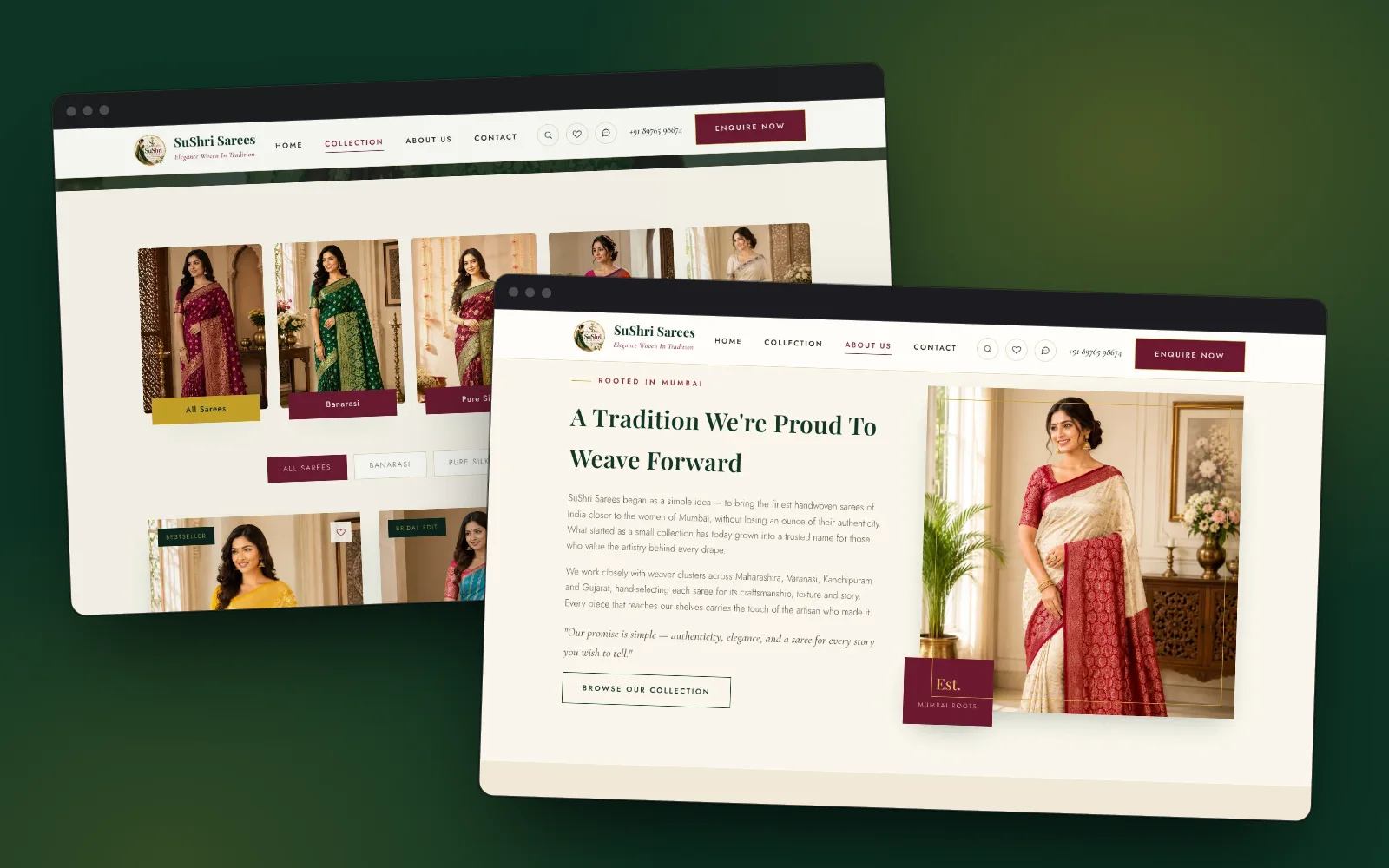 SuShri Sarees collection and about pages